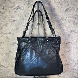 Lanvin Amalia Black Quilted Silky Soft Lambskin Leather Tote Large Handbag